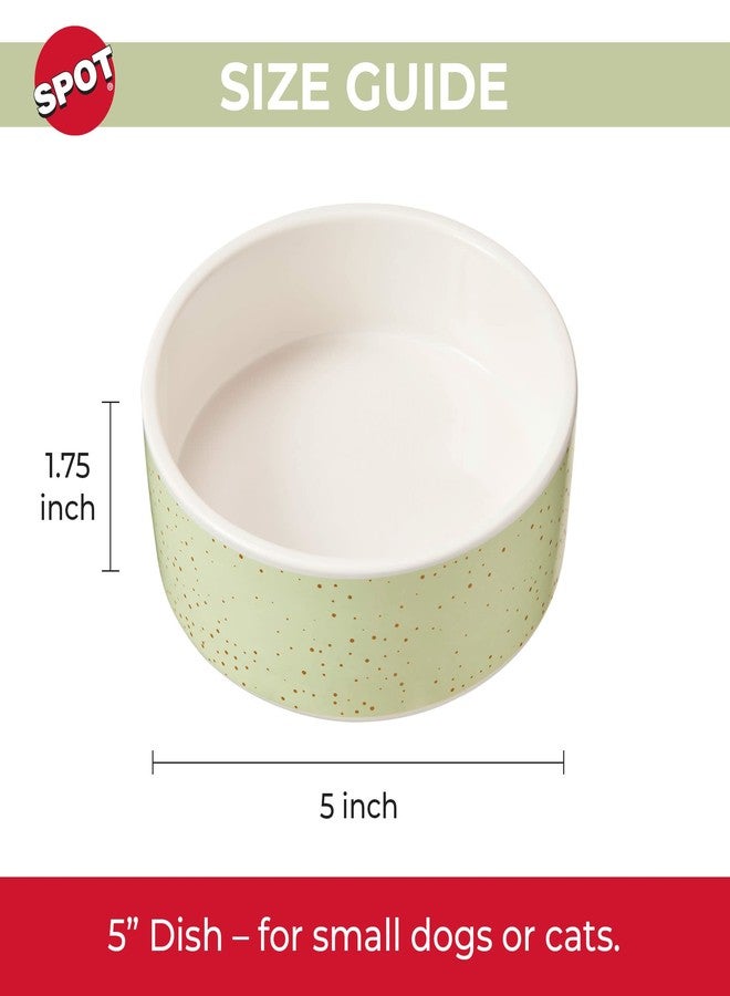 سبوت وعاء طعام/ماء دائري من السيراميك المرقط للحيوانات الأليفة، آمن للغسل في غسالة الأطباق، مثالي للكلاب الصغيرة والقطط والزواحف والطيور الكبيرة، أخضر فاتح 5 بوصات، 1.75 كوب (14 أونصة) - Image 4